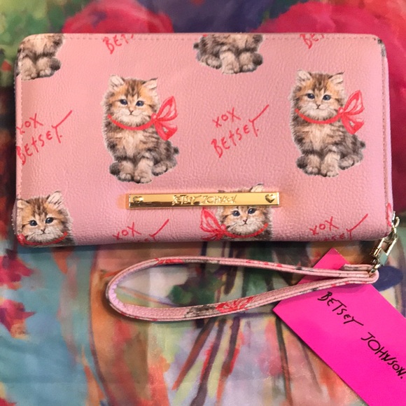 Brand New Betsey Johnson Pink Zippered Cat Wallet - Picture 13 of 14